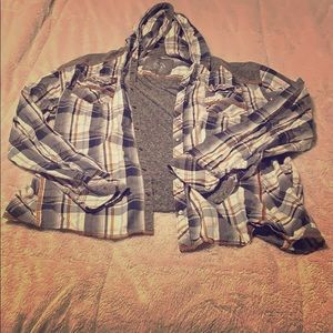 Men’s BKE plaid shirt with hood